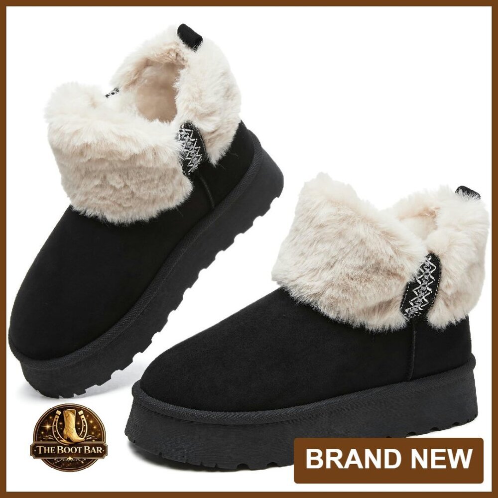 Women's Platform Ankle Boots Faux Fur Lined Winter Snow Shoes